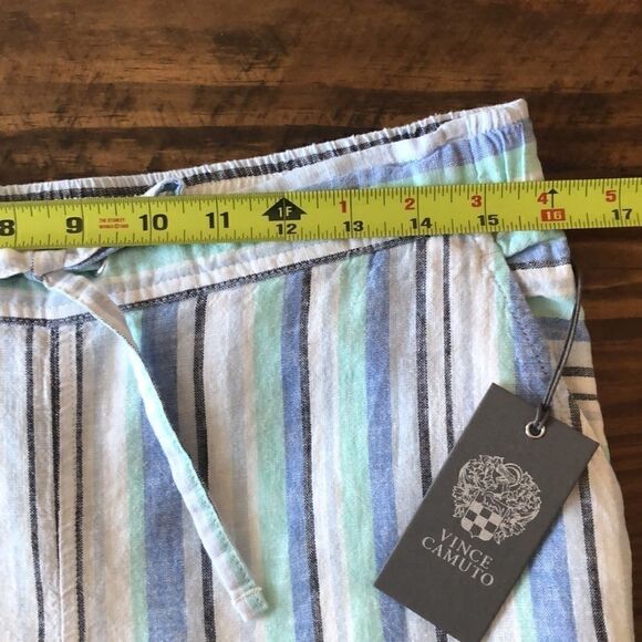 NWT Vince Camuto Linen Aqua Ice Striped Pants - S - Picture 8 of 9